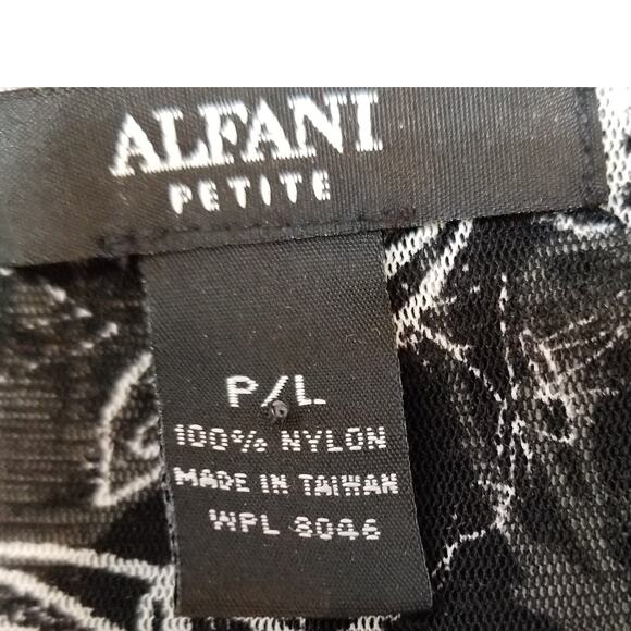 Alfani Petite Sheer Black White Floral Criss Cross Draped Front V-Neck Size P/L - Picture 5 of 6